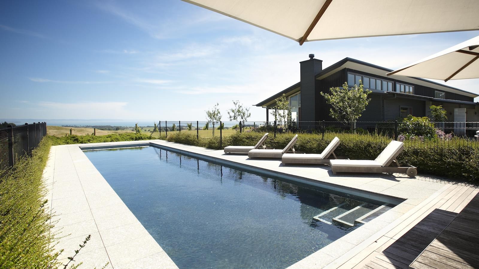 Millar Road vineyard estate — infinity pool with wine country views